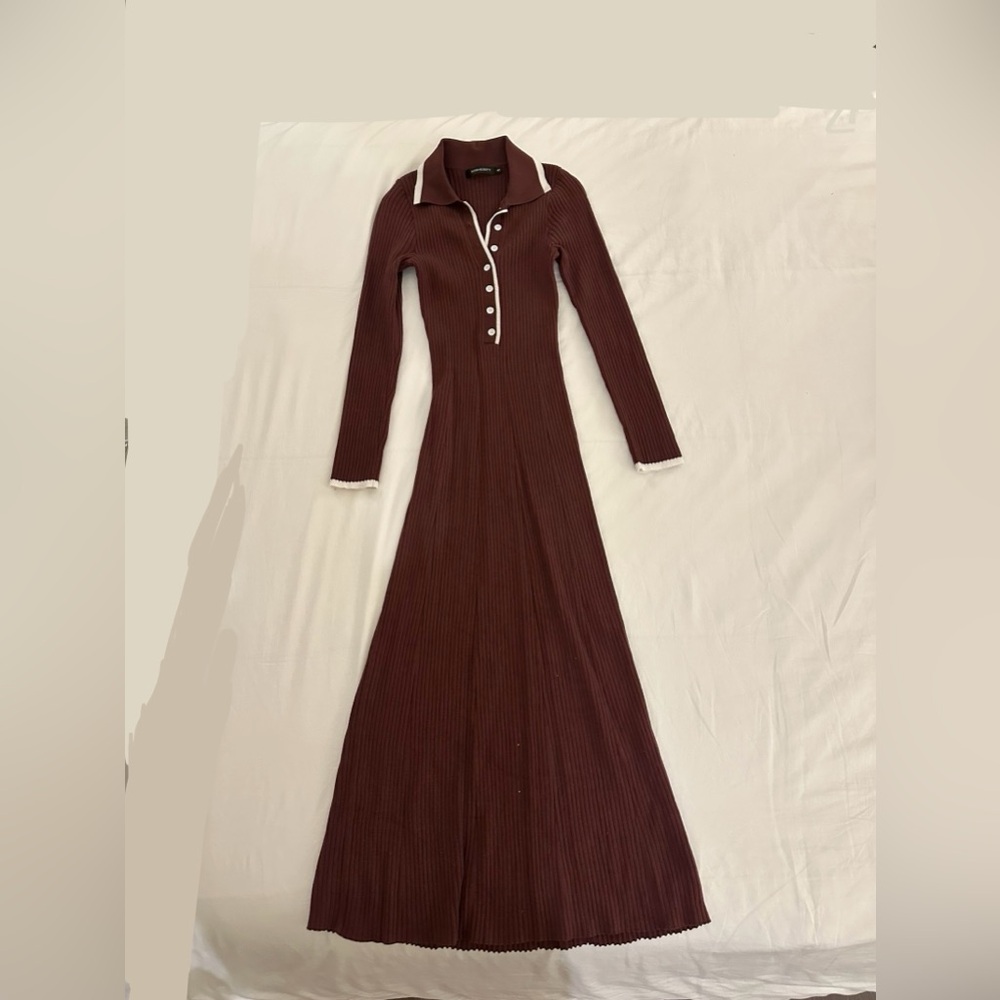 Elegant Brown Long Sleeve Dress
